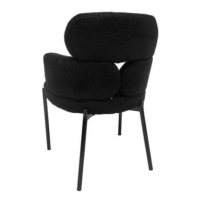 Maple Home Dining Chair Boucle Fabric Rounded Armrest Backrest Metal Legs Lamb Wool Padded Seat Living Kitchen Office Restaurants Furniture