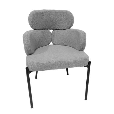 Maple Home Dining Chair Boucle Fabric Rounded Armrest Backrest Metal Legs Lamb Wool Padded Seat Living Kitchen Office Restaurants Furniture
