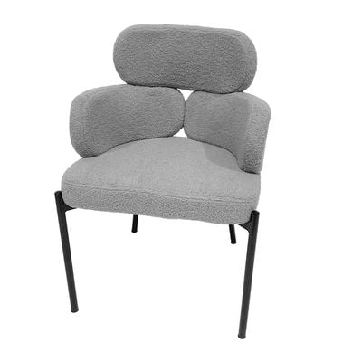 Maple Home Dining Chair Boucle Fabric Rounded Armrest Backrest Metal Legs Lamb Wool Padded Seat Living Kitchen Office Restaurants Furniture