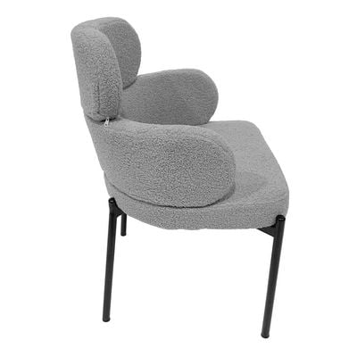 Maple Home Dining Chair Boucle Fabric Rounded Armrest Backrest Metal Legs Lamb Wool Padded Seat Living Kitchen Office Restaurants Furniture