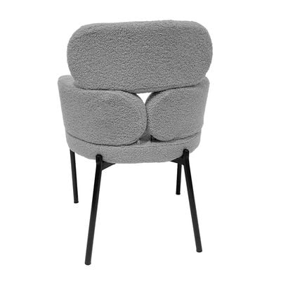 Maple Home Dining Chair Boucle Fabric Rounded Armrest Backrest Metal Legs Lamb Wool Padded Seat Living Kitchen Office Restaurants Furniture