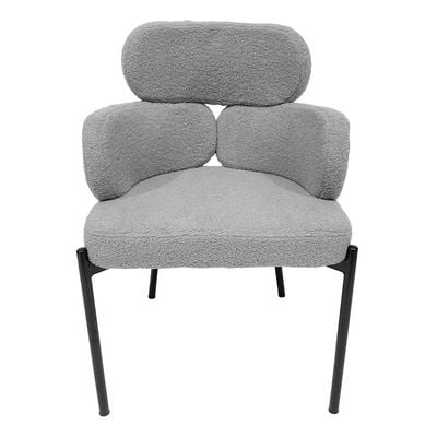 Maple Home Dining Chair Boucle Fabric Rounded Armrest Backrest Metal Legs Lamb Wool Padded Seat Living Kitchen Office Restaurants Furniture