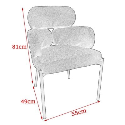 Maple Home Dining Chair Boucle Fabric Rounded Armrest Backrest Metal Legs Lamb Wool Padded Seat Living Kitchen Office Restaurants Furniture