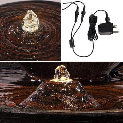 Yatai Double-Tiered Zen Tabletop Fountain, Polyresin & Fiberglass Waterfall Fountain, Electric Water Fountain with LED Light, Freestanding Fountains for Indoor/Outdoor Relaxation, Event & Home Decor