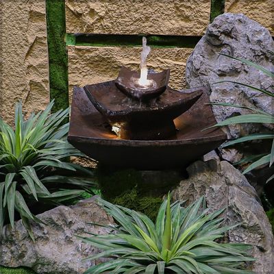 Yatai Electric Water Fountain, Polyresin & Fiberglass Zen Tiered Fountain with LED Light, Freestanding Fountains Waterfall Sculpture for Indoor/Outdoor Decor, Patio Fountains for Home, Office, Garden