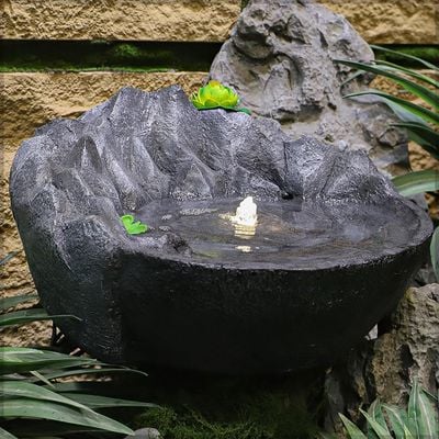 Yatai Electric Water Fountain, Handcrafted Polyresin & Fiberglass Cascading Freestanding Fountains, Realistic Rock Design Fountain with LED Light, Ideal for Relaxation, Meditation, Event & Home Decor