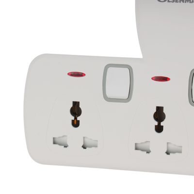 Olsenmark 2-Way Power Wall Socket with Individual Switches- OMES1860D/ 2 Way USB Ports, with PP Fire Proof Housing and Copper Parts, Child Safety Shutter/ Ideal for Home, Office, etc. to Connect Chargers, Laptops, Lamp and Other Electrical Devices and Appliances/ White, 2-Year Warranty