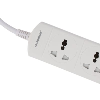 Olsenmark Power Socket- OMES1865D/ 3 Way Universal Sockets, 2-way USB Ports, Equipped with PP Fire Proof Housing and Child Safety Shutter/ 3-meter Cord, Ideal for Home, Office, etc. to Connect Chargers, Laptops, Lamp and Other Electrical Devices and Appliances/ White, Two-Year Warranty