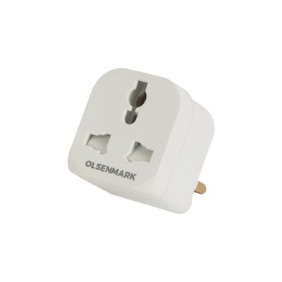 Olsenmark UK Pin to Universal Adaptor Plug- OMES1887/ PP Housing, Copper Parts and Pin, Global Compatibility/ Compact and Portable Design/ Perfect for Travelling/ White