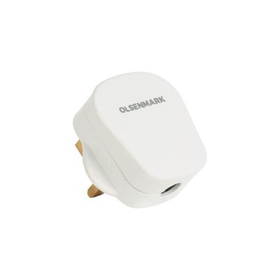 Olsenmark 13A Plug Top- OMES1893/ Ideal for Wide Range of Electrical Devices and Appliances, with Square Pin and Fuse, ESMA Standard/ White