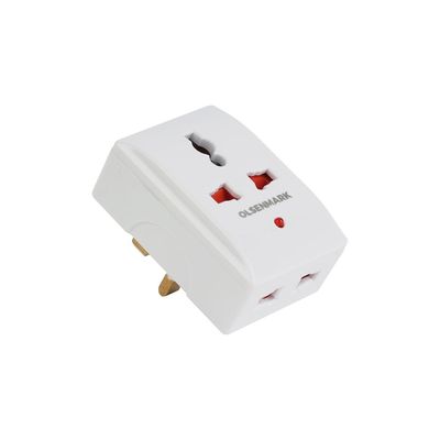 Olsenmark 3 Way Universal Adaptor- OMES1894/ Square Pin, Global Compatibility, Three Ports, Compact and Portable Design/ Perfect for Travelling, Office, Home/ White, 2 Years Warranty