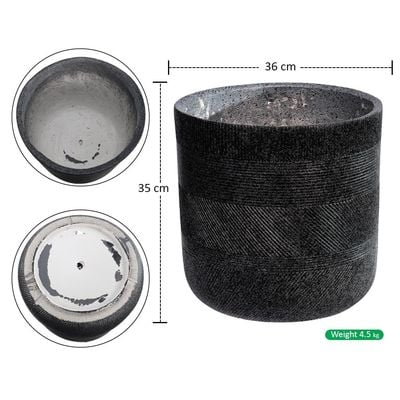 Yatai Planter Pot, Unique Cylindrical Shape Black Planter Pot with Drainage Hole, Sleek & Modern Design Flower Pot, Lightweight & Weather-Resistant Garden Pot, Vase Decor for Home & Office (Large)