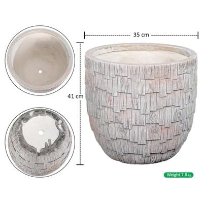 Yatai Concrete Planter Pot, Rustic Faux Wood Textured Plant Pot with Drainage Hole, Lightweight & Weather-Resistant Pots for Plants, Tree, Shrub, Flower Pot for Home Office Event Commercial Use (L)