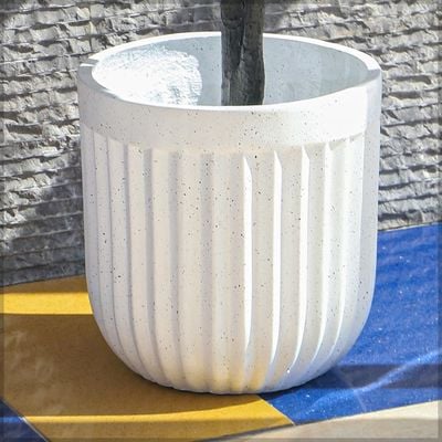 Yatai Concrete Planter Pot, Ribbed Round Planter Pot with Speckled Texture & Drainage Hole, Lightweight & Weather-Resistant Pots for Plant & Tree, Flower Pot for Home Office Event Commercial Us (X-L)