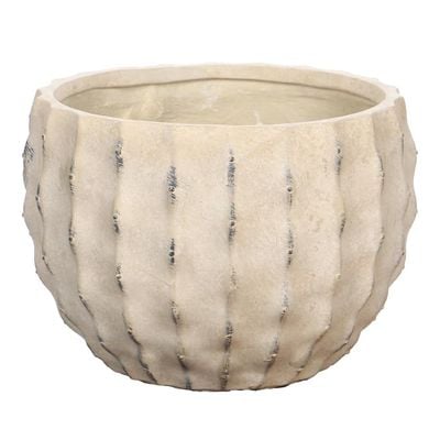 Yatai Concrete Plant Planter, Ribbed Textured Round Plant Pot, Durable, Lightweight & Weather-Resistant Indoor Outdoor Garden Pots, Flower Pots Floor Vase Decor for Tree, Shrubs, Home & Office, Large