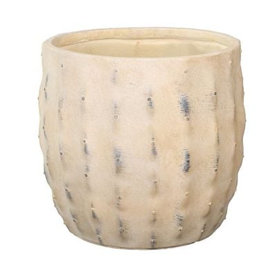 Yatai Plant Pot, Elegant Rustic Dot Detailing Concrete Planter Pot with Drainage Hole, Lightweight & Weather-Resistant Boho Decor Garden Pot for Faux & Real Plants, Home Office Decor (43.5X43.5)