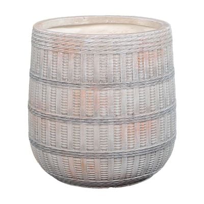 Yatai Concrete Planter Pot, Woven Texture Vintage-Inspired Barrel-Shaped Plant Pot with Drainage Hole, Lightweight & Weather-Resistant Plant Vase, Garden Pot Flower Pot for Home Office Decor (47X47)