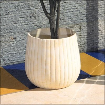 Yatai Planter Pot, Elegant Ribbed Concrete Planter Pot with Drainage Hole, Decorative Indoor & Outdoor Garden Pot, Lightweight & Weather-Resistant Flower Pot for Home, Office, Garden Decor (X-Large)