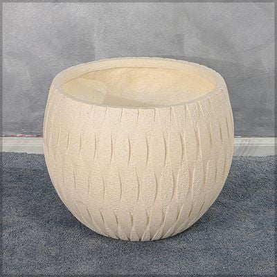 Yatai Wavy Design Plant Pot, Round Bowl Design Concrete Planter Pot with Drainage Hole, Decorative Indoor & Outdoor Garden Pot, Lightweight & Weather-Resistant Flower Pot for Home Event (Large)