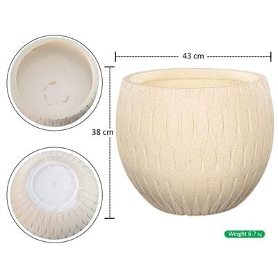 Yatai Wavy Design Plant Pot, Round Bowl Design Concrete Planter Pot with Drainage Hole, Decorative Indoor & Outdoor Garden Pot, Lightweight & Weather-Resistant Flower Pot for Home Event (Large)