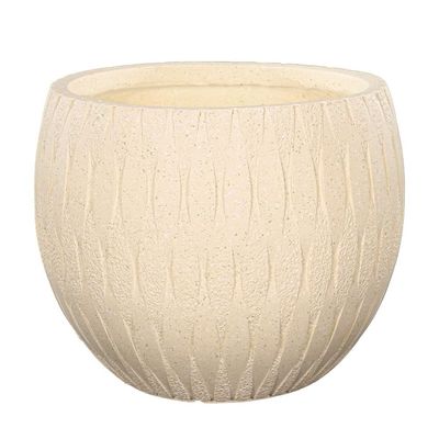 Yatai Wavy Design Plant Pot, Round Bowl Design Concrete Planter Pot with Drainage Hole, Decorative Indoor & Outdoor Garden Pot, Lightweight & Weather-Resistant Flower Pot for Home Event (Large)