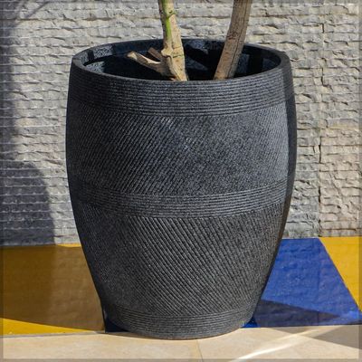 Yatai Concrete Planter Pot, Minimalist Design Black Textured Planter Pot with Drainage Hole, Decorative Indoor & Outdoor Garden Pot, Lightweight & Weather-Resistant Flower Pot for Home Decor (Large)