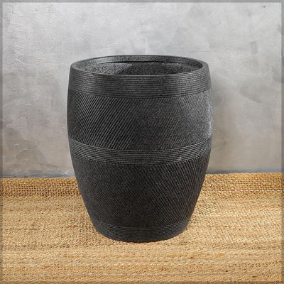 Yatai Concrete Planter Pot, Minimalist Design Black Textured Planter Pot with Drainage Hole, Decorative Indoor & Outdoor Garden Pot, Lightweight & Weather-Resistant Flower Pot for Home Decor (Large)