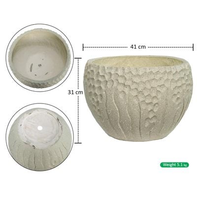 Yatai Planter Pot, Round Textured Concrete Plant Pot with Drainage Hole, Durable, Lightweight & Weather-Resistant Plant Holder, Flower Pot for Plant & Tree, Garden Pot for Home Office Decor (Large)