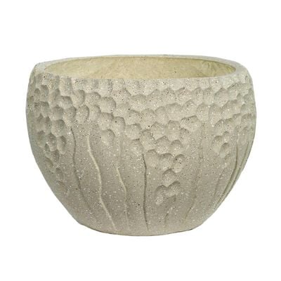 Yatai Planter Pot, Round Textured Concrete Plant Pot with Drainage Hole, Durable, Lightweight & Weather-Resistant Plant Holder, Flower Pot for Plant & Tree, Garden Pot for Home Office Decor (Large)