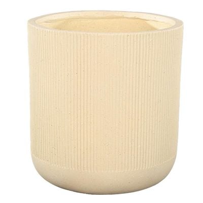 Yatai Plant Pot, Minimalist Design Concrete Planter Pot with Ribbed Vertical Texture & Drainage Hole, Lightweight & Weather-Resistant Flower Pot, Decorative Garden Pot for Home Office Decor (X-L)