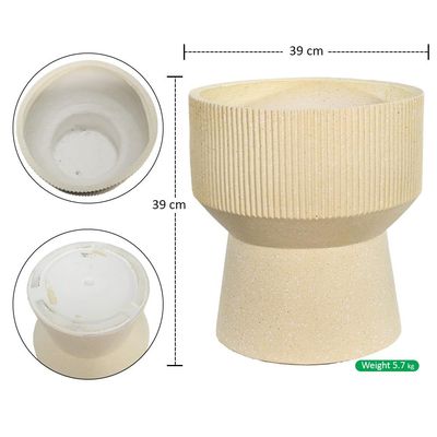 Yatai Plant Pot, Ribbed Texture & Pedestal Base Planter Pot with Drainage Hole, Lightweight & Weather-Resistant Garden Pot, Ribbed Texture & Pedestal Base Flower Pot for Home Patio Event (Large)