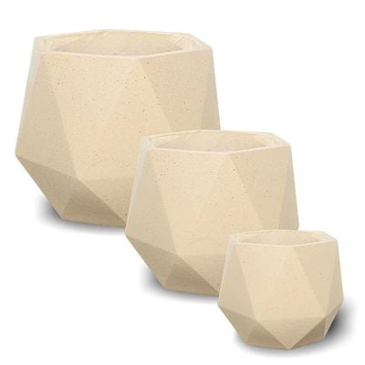 Yatai Set of 3 Planter Pot, Stylish Geometric Shape Plant Pot with Drainage Hole, Lightweight & Weather-Resistant Flower Pot for Plants, Trees, Succulents, Decorative Garden Pot for Home Patio Event