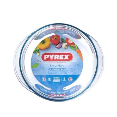 Pyrex Essential 2.3L Round Casserole with Lid - Durable Borosilicate Glass for Versatile Cooking and Serving