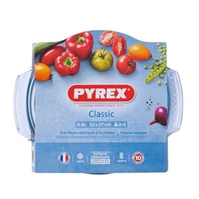 Pyrex Essential 3.7L Round Casserole with Lid - Durable Borosilicate Glass for Versatile Cooking and Serving