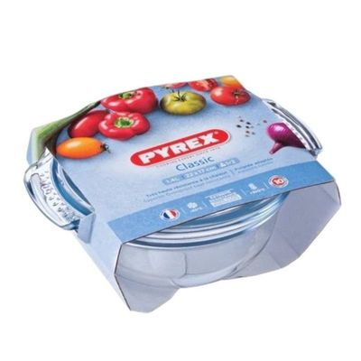Pyrex Essential 1.4L Round Casserole with Lid - Durable Borosilicate Glass for Versatile Cooking and Serving