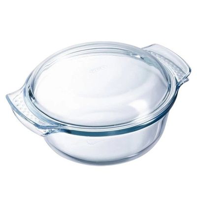 Pyrex Essential 1.4L Round Casserole with Lid - Durable Borosilicate Glass for Versatile Cooking and Serving