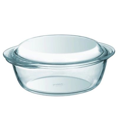 Pyrex Essential 1L Round Casserole with Lid - Durable Borosilicate Glass for Versatile Cooking and Serving