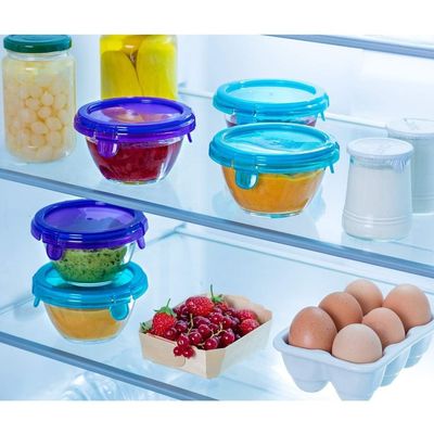 Pyrex Baby Food Storage with Purple Lid 200ml - Airtight, Multi-Purpose Glass Container for Baby Meals
