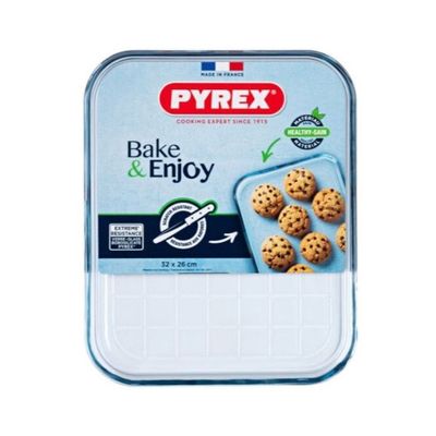 Pyrex Bake&Enjoy 26cm Baking Tray - Durable, Multi-Purpose Glass Tray for Baking and Serving