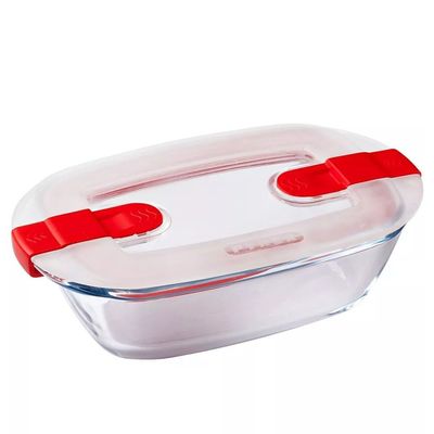 Pyrex Cook&Heat 400ml Rectangular Borosilicate Glass Roaster with Airtight Lid - Oven, Freezer, Microwave Safe