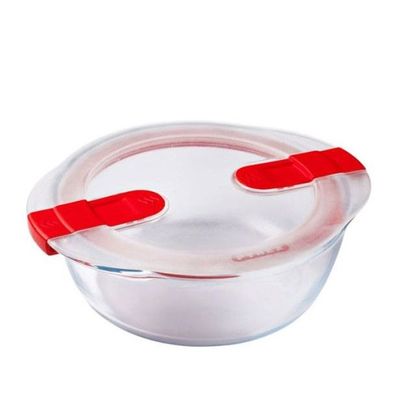 Pyrex Cook&Heat 2.3L Round Borosilicate Glass Roaster with Airtight Lid - Oven, Freezer, Microwave Safe