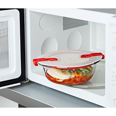 Pyrex Cook&Heat 2.3L Round Borosilicate Glass Roaster with Airtight Lid - Oven, Freezer, Microwave Safe