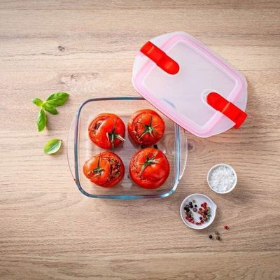 Pyrex Cook&Heat 300ml Squared Borosilicate Glass Roaster with Airtight Lid - Oven, Freezer, Microwave Safe