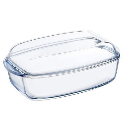 Pyrex Essential 3L Rectangular Casserole with Lid - Versatile Borosilicate Glass Dish for Baking, Roasting, and Serving