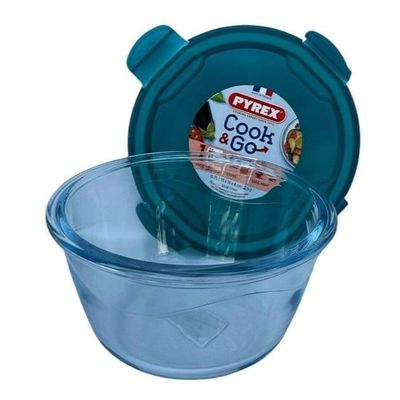 Pyrex Cook&Go 700ml Round Storage Dish with Green Lid - Airtight, Versatile Freezer-to-Oven Solution