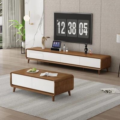 AWD Living Room Table Set, Wooden TV Unit and Matching Coffee Table for Living room - Brown