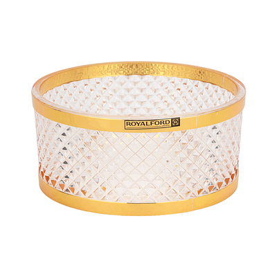 Royalford Acrylic Candy Bowl- RF12341/ Elegant and Sleek Design with Durable and Long-Lasting Construction, Gold Frame/ Multi-Purpose Storage Bowl Ideal for Fruits, Vegetable, Dcor Items, Candies/ Easy to Use and Maintain