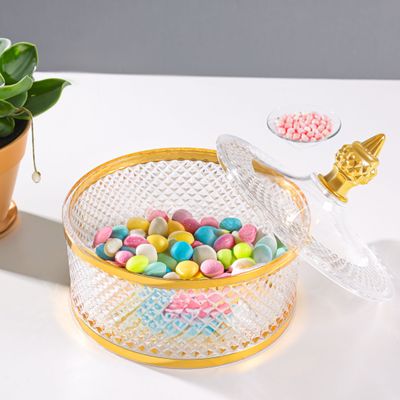 Royalford Acrylic Candy Bowl- RF12341/ Elegant and Sleek Design with Durable and Long-Lasting Construction, Gold Frame/ Multi-Purpose Storage Bowl Ideal for Fruits, Vegetable, Dcor Items, Candies/ Easy to Use and Maintain