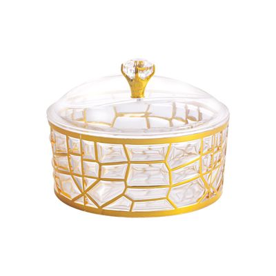 Royalford Acrylic Candy Bowl- RF12339/ Elegant and Sleek Design with Durable and Long-Lasting Construction, Gold Frame/ Multi-Purpose Storage Bowl Ideal for Fruits, Vegetable, Dcor Items, Candies/ Easy to Use and Maintain