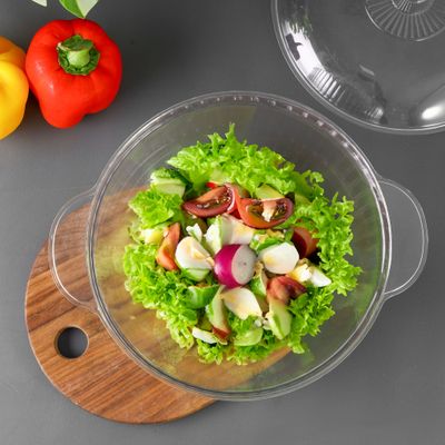 Royalford 2.0-liter Storage Bowl with Lid- RF12483/ Plastic Wide Mouth Container, Elegant and Sleek Design with Long-Lasting Construction/ Multi-Purpose, for Mixing, Serving, etc./ Ideal for Fruits, Vegetables, Snacks, Dcor Items/ Easy to Use and Maintain, Freezer-Safe/ Clear